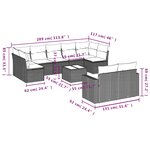vidaXL Salon de jardin 10 Pièces avec coussins gris résine tressée