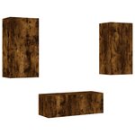 vidaXL Unités murales TV avec LED 4 Pièces chêne fumé bois d'ingénierie