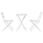 vidaXL Ensemble de bistro pliant 3 pièces – Table carrée blanche en acier