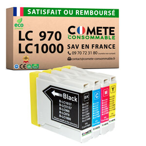 LC970 LC1000 - 4 cartouches d'encre compatibles avec Brother LC970 LC1000 - COMETE