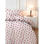 Parure de lit - housse de couette 220 x 240 + 2 taies d'oreiller 60 x 60  coton-polyester - Rouge