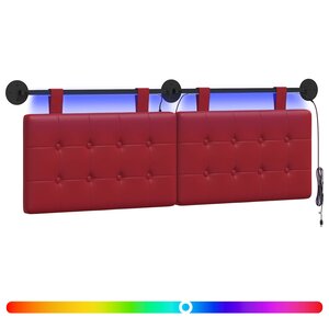 vidaXL Tête de lit suspendue Avec lumière LED Bordeaux Simili cuir