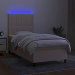 vidaXL Sommier à lattes de lit et matelas et LED Crème 90x200 cm Tissu