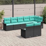 vidaXL Ensemble de canapé de jardin avec coussin 8 Pièces Noir polyrotin