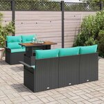 vidaXL Ensemble de canapé de jardin 6 Pièces Noir Poly rotin