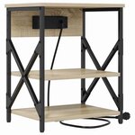vidaXL Table de nuit avec station de chargement Chêne sonoma