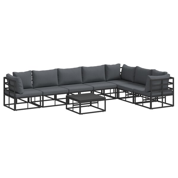 vidaXL Ensemble de canapé de jardin 8 Pièces Noir 70 x 70 x 32 cm