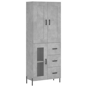 vidaXL Buffet haut Gris béton 69 5x34x180 cm Bois d'ingénierie