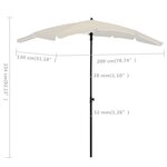 vidaXL Parasol de jardin avec mât 200x130 cm Sable