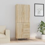 Vidaxl buffet haut chêne sonoma 69 5x34x180 cm bois d'ingénierie