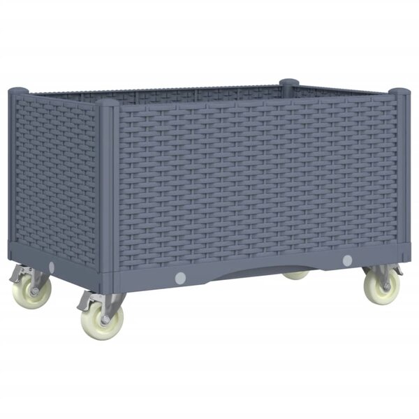 vidaXL Jardinière à roulettes gris 80x50x54 cm PP