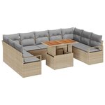 vidaXL Ensemble de canapé de jardin 10 Pièces Beige Poly rotin