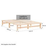 Lit double 140x200 matelas bois naturel