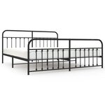vidaXL Cadre de lit métal sans matelas avec pied de lit noir 200x200cm