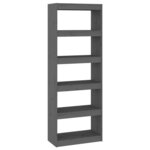 vidaXL Bibliothèque/Séparateur de pièce Gris 60x30x167 5 cm Pin massif
