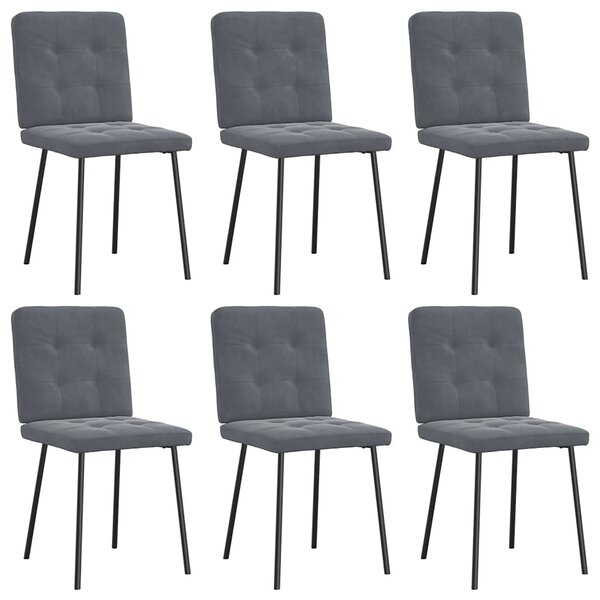 vidaXL Chaises à manger lot de 6 gris foncé velours
