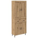 vidaXL Haut Armoire 2 Pièces Chêne artisanal Bois Aggloméré et Verre