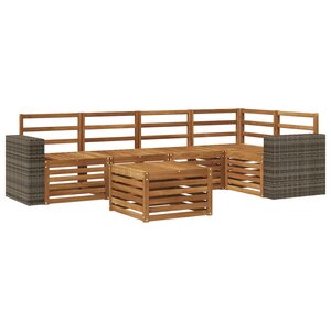 vidaXL Ensemble de canapé d'angle 6 Pièces Naturel Bois d'Acacia Massif