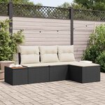 vidaXL Ensemble de canapé de jardin avec coussin 4 Pièces Noir et crème