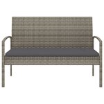 vidaXL Banc de jardin avec coussin gris 105 cm résine tressée