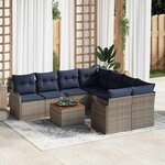 vidaXL Ensemble de canapé de jardin 9 Pièces Gris Poly rotin
