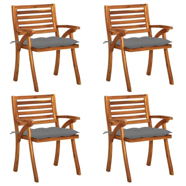 vidaXL Chaises de jardin avec coussins lot de 4 Bois de teck solide