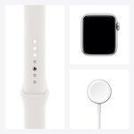 Apple Watch Series 6 GPS + Cellular, 40mm Boîtier en Aluminium Argent avec Bracelet Sport Blanc