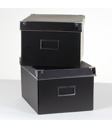 Lot de 2 boîtes de rangement carton noires - l21xp26xh15cm