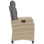 vidaXL Chaise inclinable de jardin coussins mélange beige poly rotin