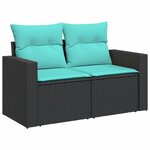 vidaXL Salon de jardin 10 Pièces avec coussins noir résine tressée