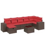 vidaXL Salon de jardin 8 Pièces avec coussins marron résine tressée