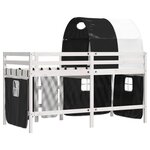 vidaXL Lit mezzanine enfants et tunnel blanc/noir 90x200 cm pin massif