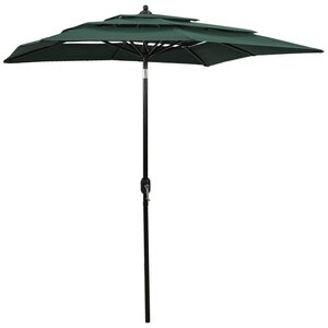 vidaXL Parasol de jardin à 3 niveaux avec mât en aluminium vert 2x2 m