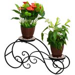 Porte plante fer forgé mosaïque - étagère de pots de fleurs - dim. 75L x 22l x 37H cm - métal époxy céramique