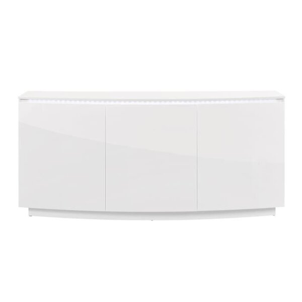 Buffet contemporain 3 portes + LED - Blanc brillant - FLORENCE - L 180 x P 50 x H 81,5 cm