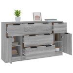 vidaXL Ensemble de buffets 3 Pièces Sonoma gris Bois d'ingénierie