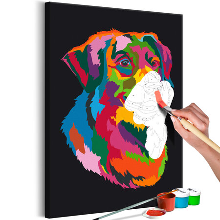 Tableau à peindre par soi-même - colourful dog l x h en cm 40x60