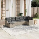 vidaXL Salon de jardin avec coussins 7 Pièces gris clair résine tressée