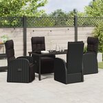 vidaXL Chaises de jardin inclinables 5 Pièces Noir 140 x 70 x 73 cm