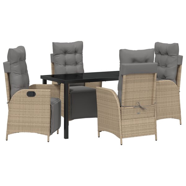 vidaXL Ensemble de jardin de 5 pièces en poly rattan beige.