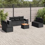 vidaXL Salon de jardin 8 Pièces avec coussins noir résine tressée