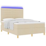 vidaXL Lit à ressort LED avec matelas Crème 140 x 190 cm tissu