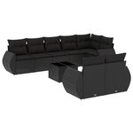 vidaXL Salon de jardin 9 Pièces avec coussins noir résine tressée