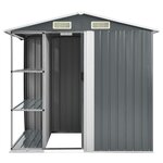 vidaXL Abri de jardin avec étagère Gris 205x130x183 cm Fer