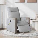 vidaXL Fauteuil de massage inclinable électrique gris clair tissu