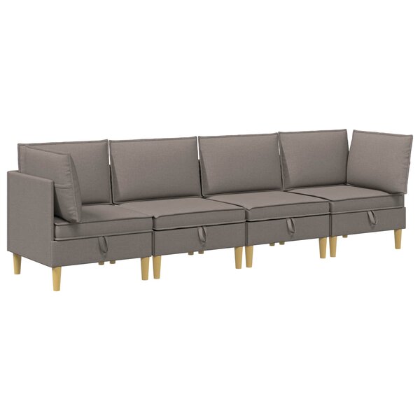 vidaXL Canapé modulaire avec rangement 4 Pièces Taupe Tissu