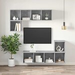 vidaXL Meuble TV mural Gris béton 37x37x107 cm Bois d’ingénierie