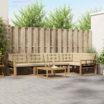 vidaXL Ensemble de canapés d'extérieur 6 Pièces Blanc et Beige