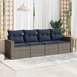 vidaXL Salon de jardin 4 Pièces avec coussins gris résine tressée