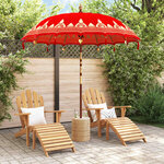 vidaXL Parasol balinais 260 Rouge 210-220 cm Coton et bois massif